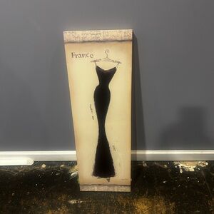 Paris France Black Dress Wall Art – Vintage Style Canvas Print